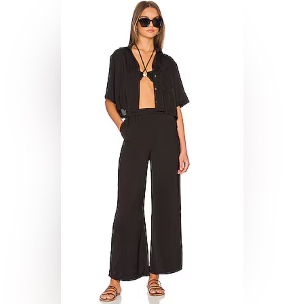 Plush Sleepwear Lingerie from Revolve Black crop and pants, size small